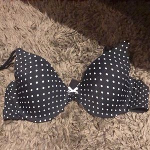 Black polka dot bra